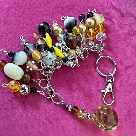 Chunky Beaded Tassel Handbag Purse Accessory Dangle Charm Key Chain Handmade - Picture 6 of 17